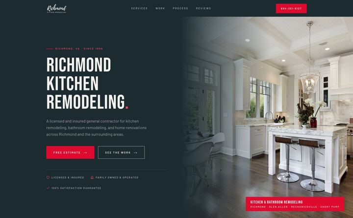 Richmond Kitchen Remodeling homepage concept