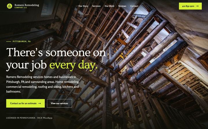 Romero Remodeling Company LLC homepage concept