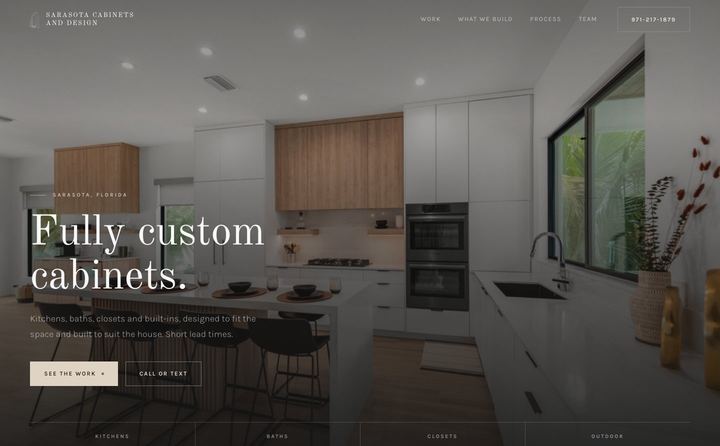 Sarasota Cabinets and Design homepage concept