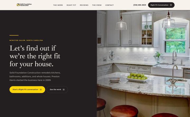 Solid Foundation Construction homepage concept