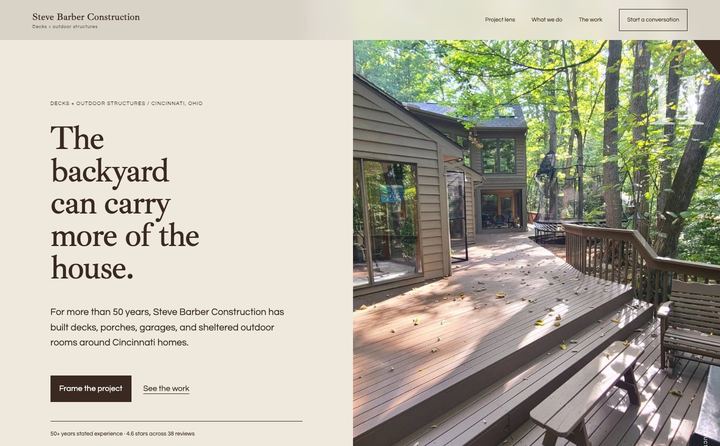 Steve Barber Construction homepage concept