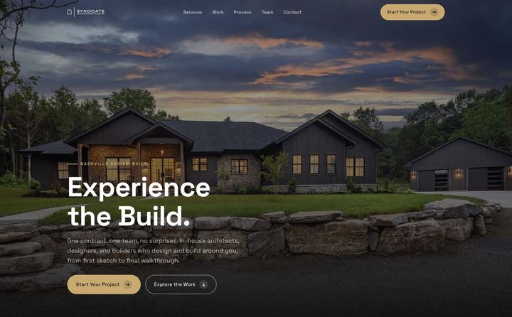 Syndicate Design & Construction homepage concept
