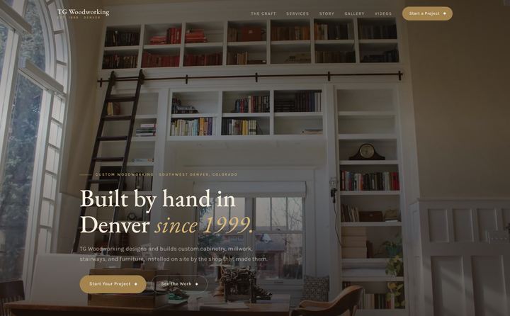 TG Woodworking homepage concept