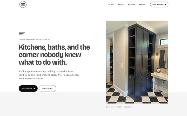 Three Arrows Cabinetry homepage concept