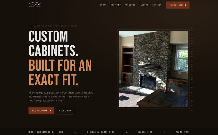 TON Custom Cabinets homepage concept