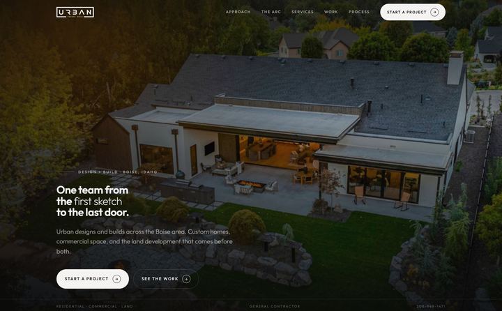 Urban Design + Build (Eagle ID) homepage concept
