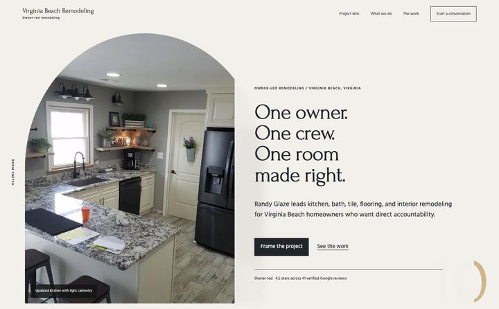 Virginia Beach Remodeling homepage concept