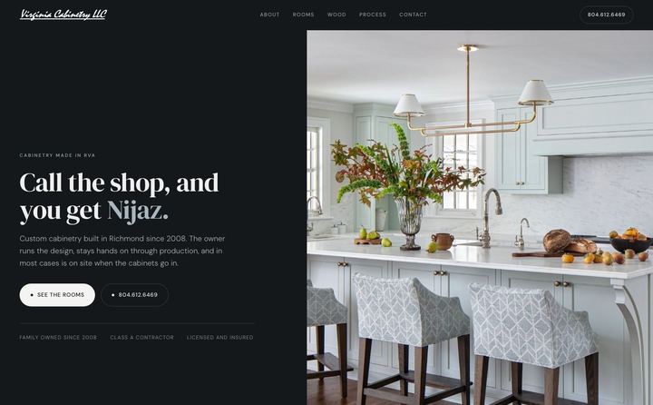 Virginia Cabinetry LLC homepage concept